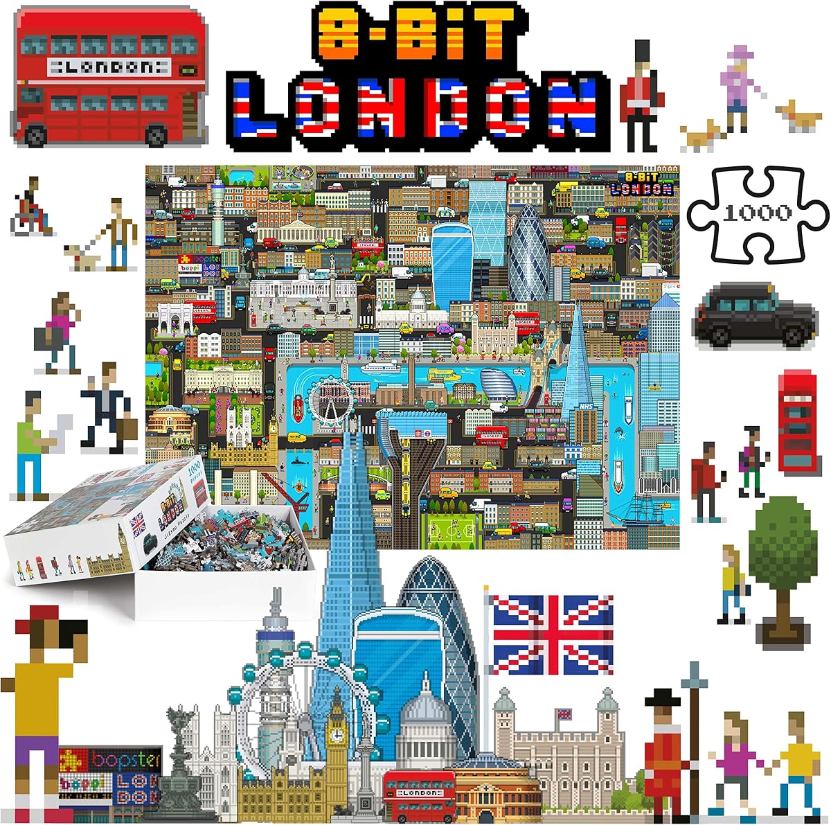 bopster 8-Bit London Puzzle — 1000 Pieces from the side