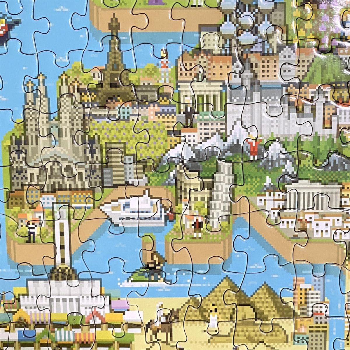 bopster 8-Bit World Map Puzzle — 1000 Pieces up close