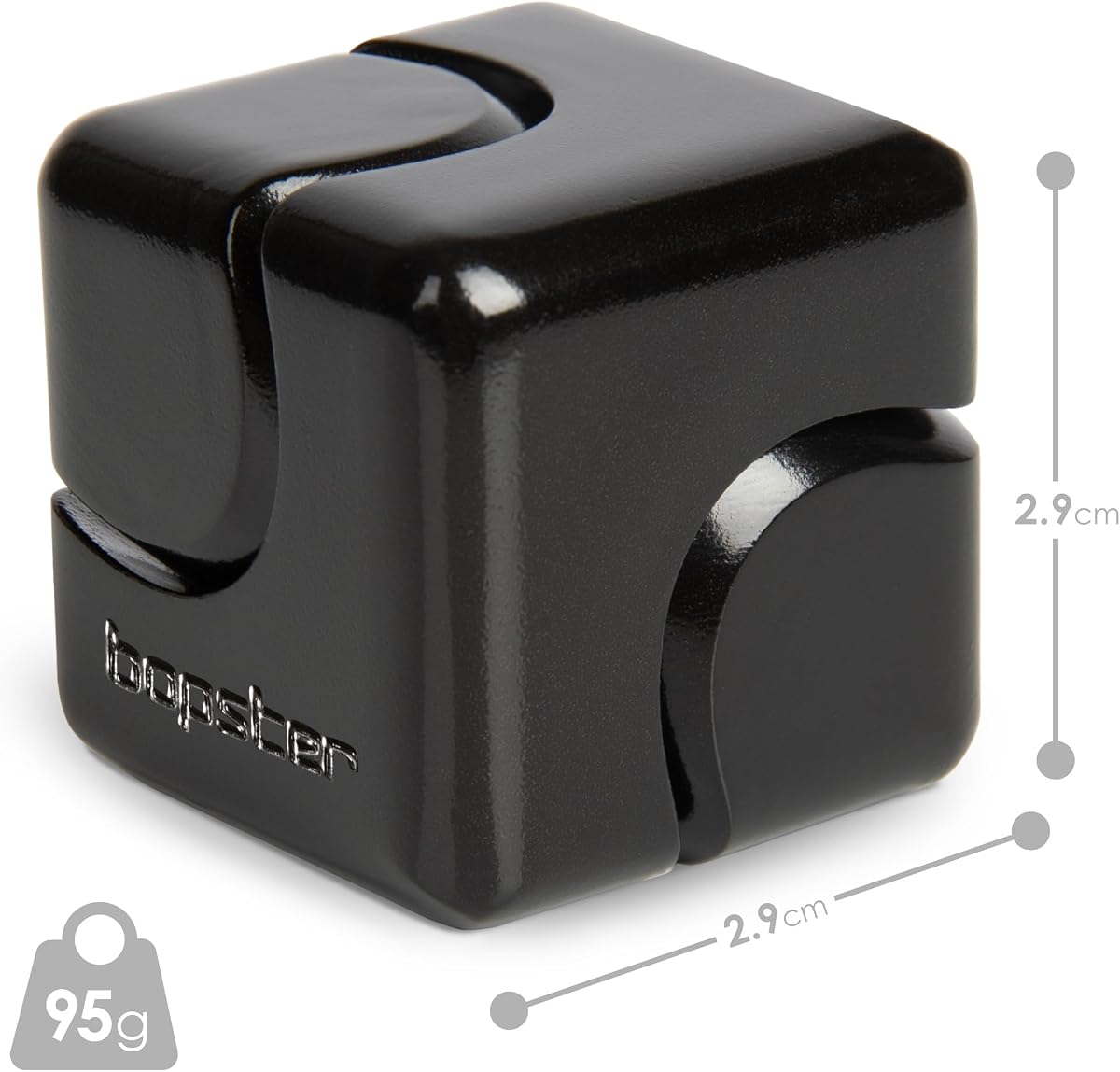 bopster Anodised Fidget Cube Spinner next to its box