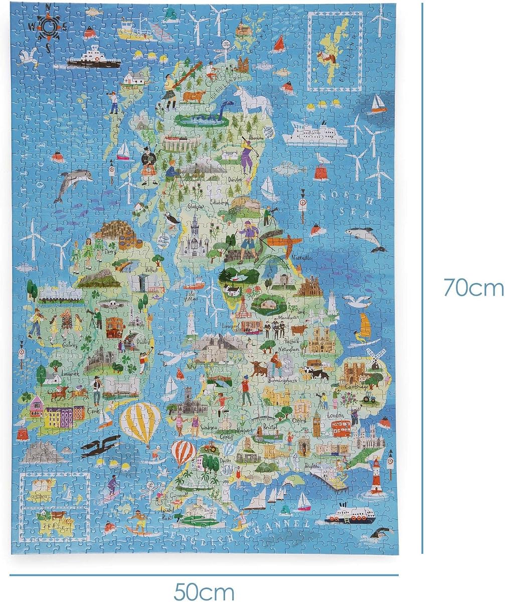 bopster Great British Isles and Ireland Map Puzzle — 1000 Pieces up close