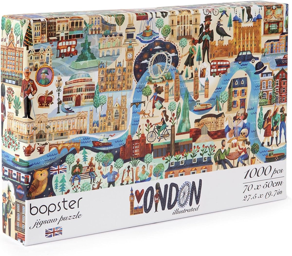 bopster Illustrated London Puzzle — 1000 Pieces next to its box