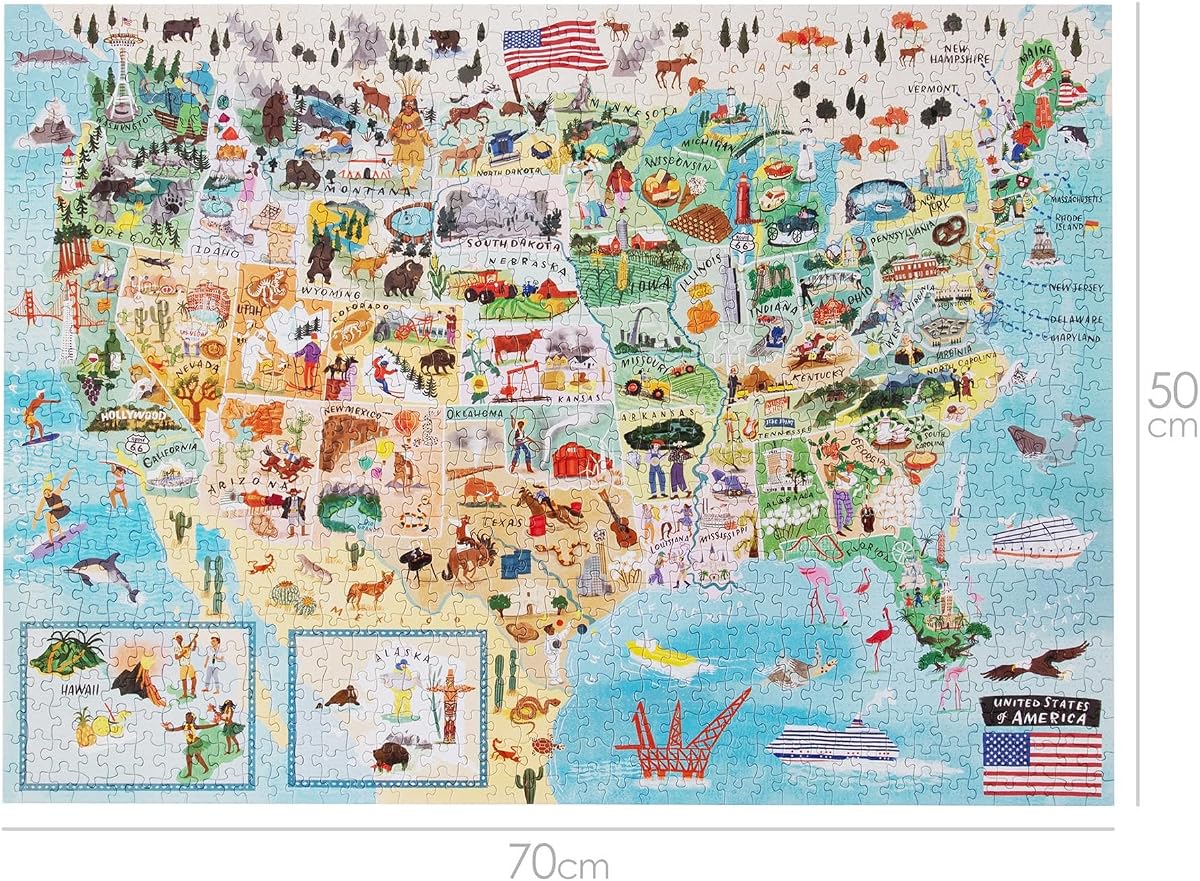 bopster Illustrated USA Map Puzzle — 1000 Pieces next to its box